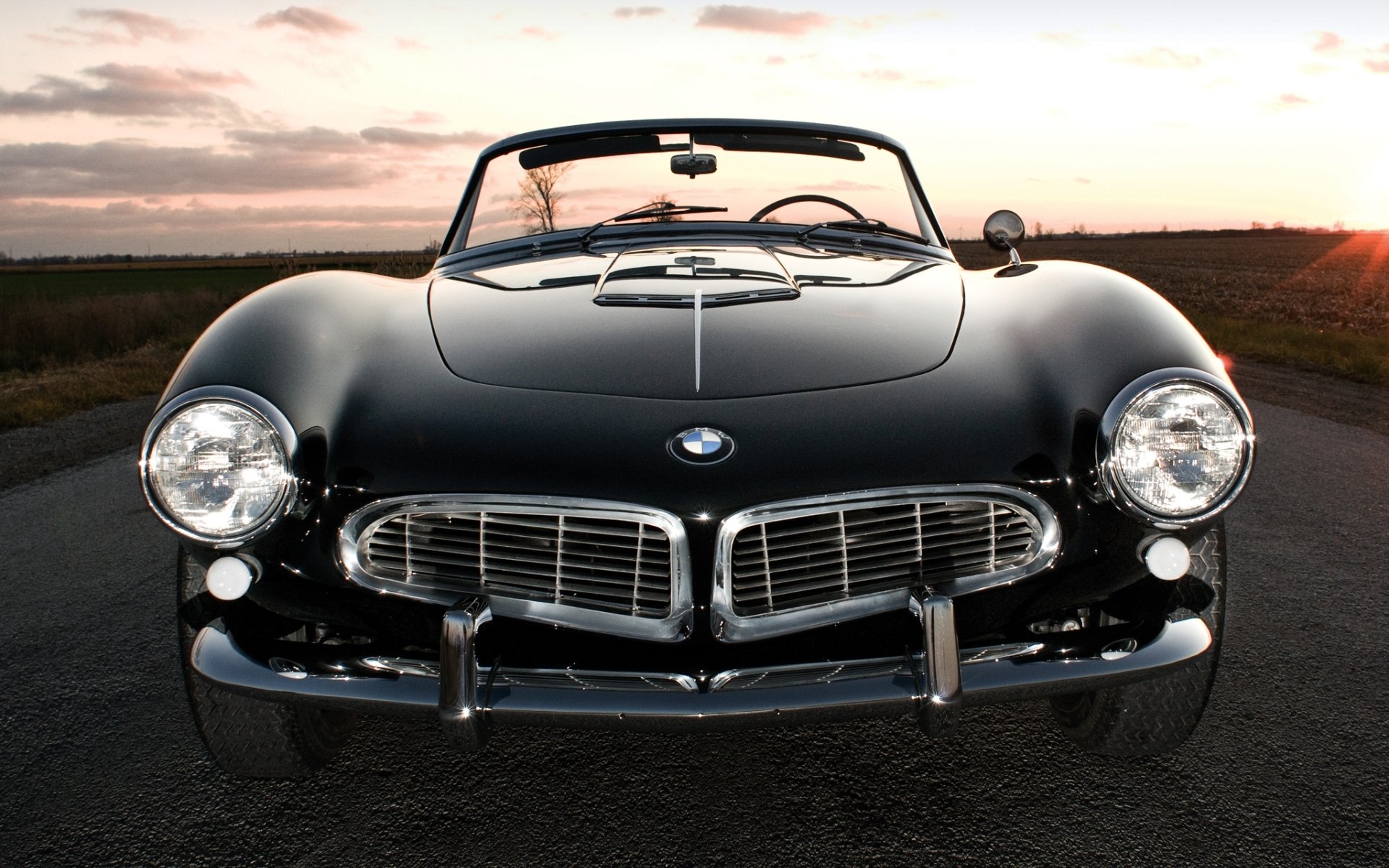 bmw série 2 année 1957 bmw voiture de sport cabriolet avant route coucher de soleil ciel champ belle voiture