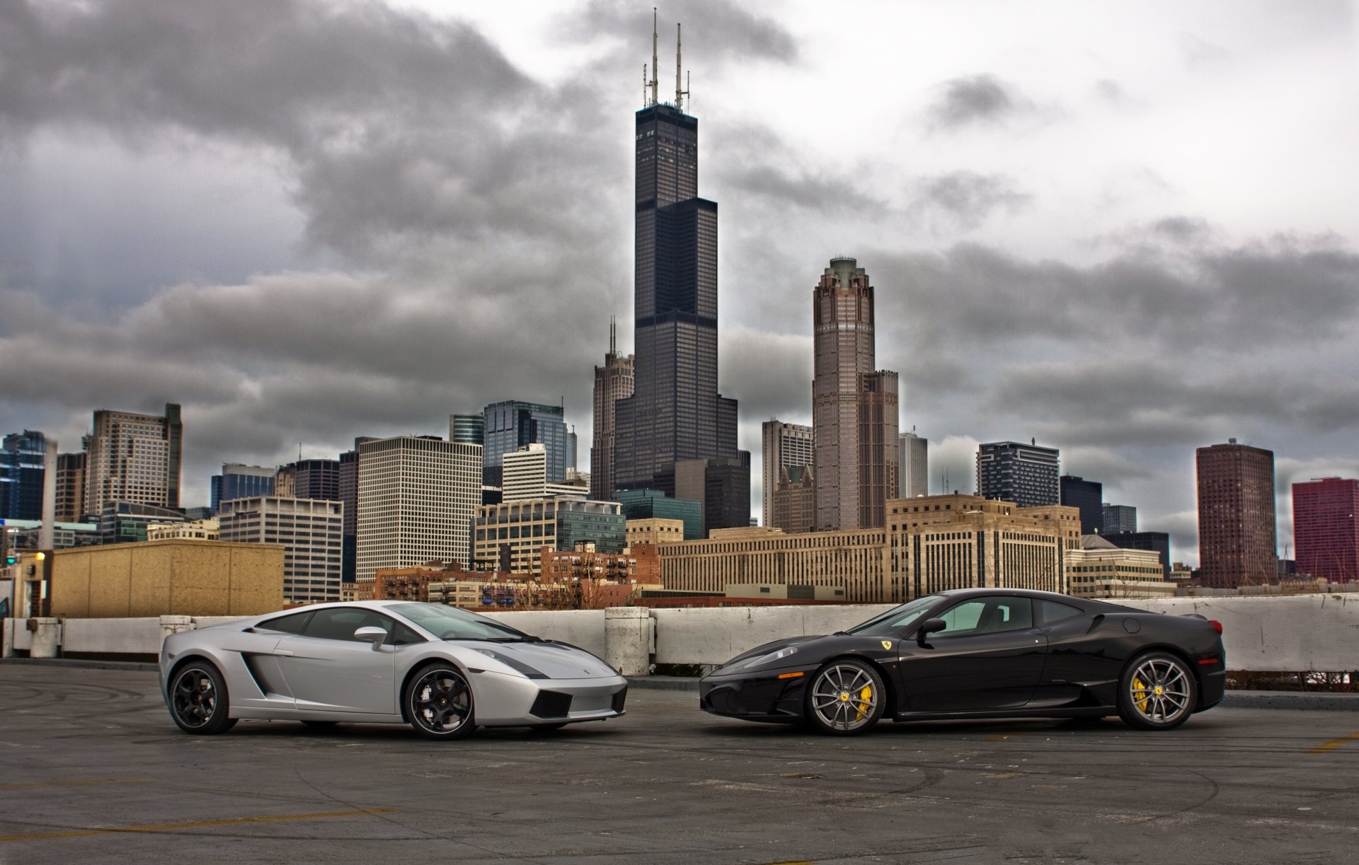 ferrari f430 noir lamborghini gallardo argent chicago ferrari lamborghini argent ciel nuages