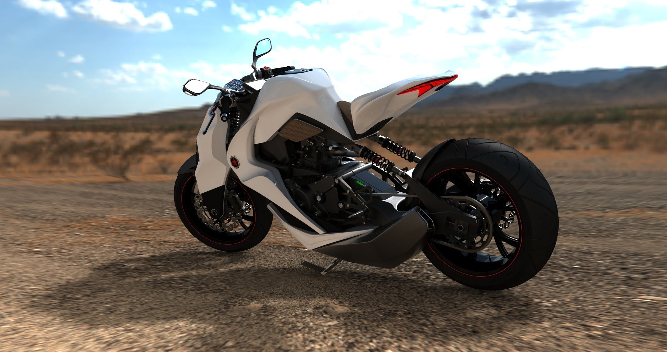 il 2012 il 2012 concept design style prototype picture moto bike transport moped hi-tech new desert sky mirror white the disc wheel exhaust russia