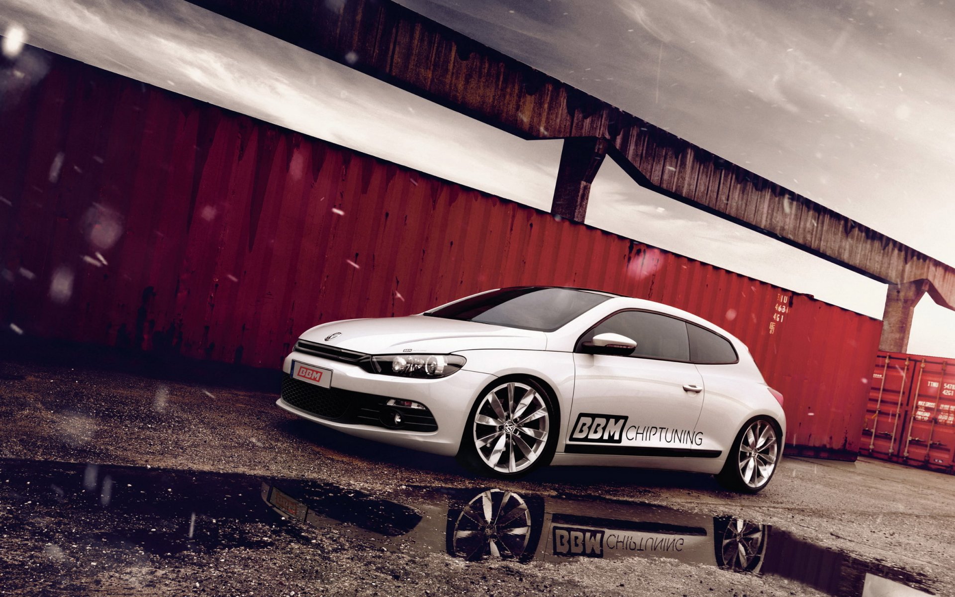 фольксваген тюнинг volkswagen scirocco лужа отражение снег