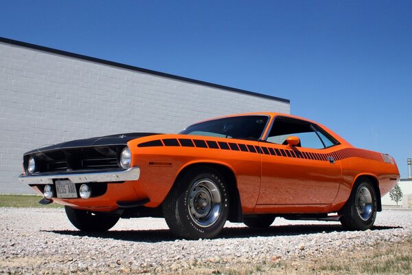 Voiture orange sur fond de ciel