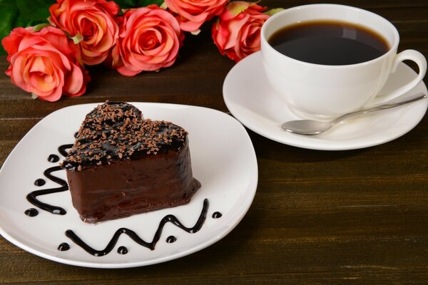 Chocolate cake for a cup of coffee