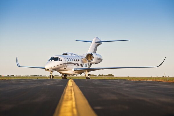 A beautiful plane is standing on the runway