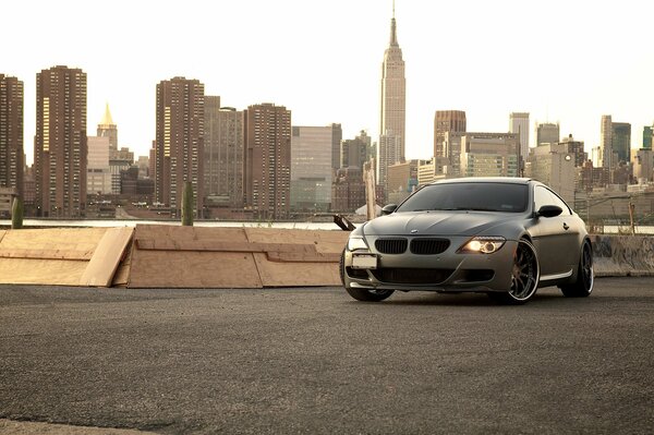 BMW 6 series matte color in the city