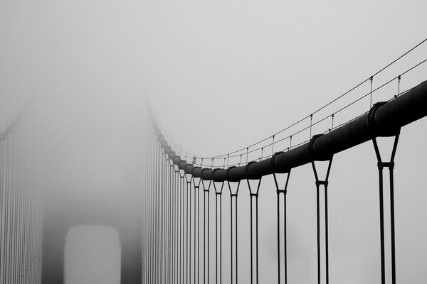 Hanging Bridge on a foggy morning