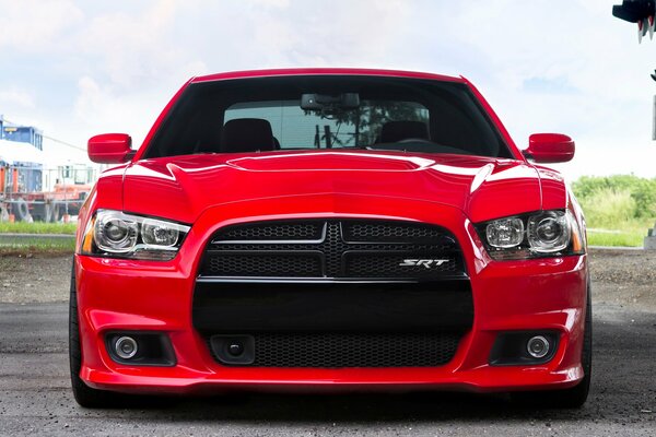 Red clean car front view