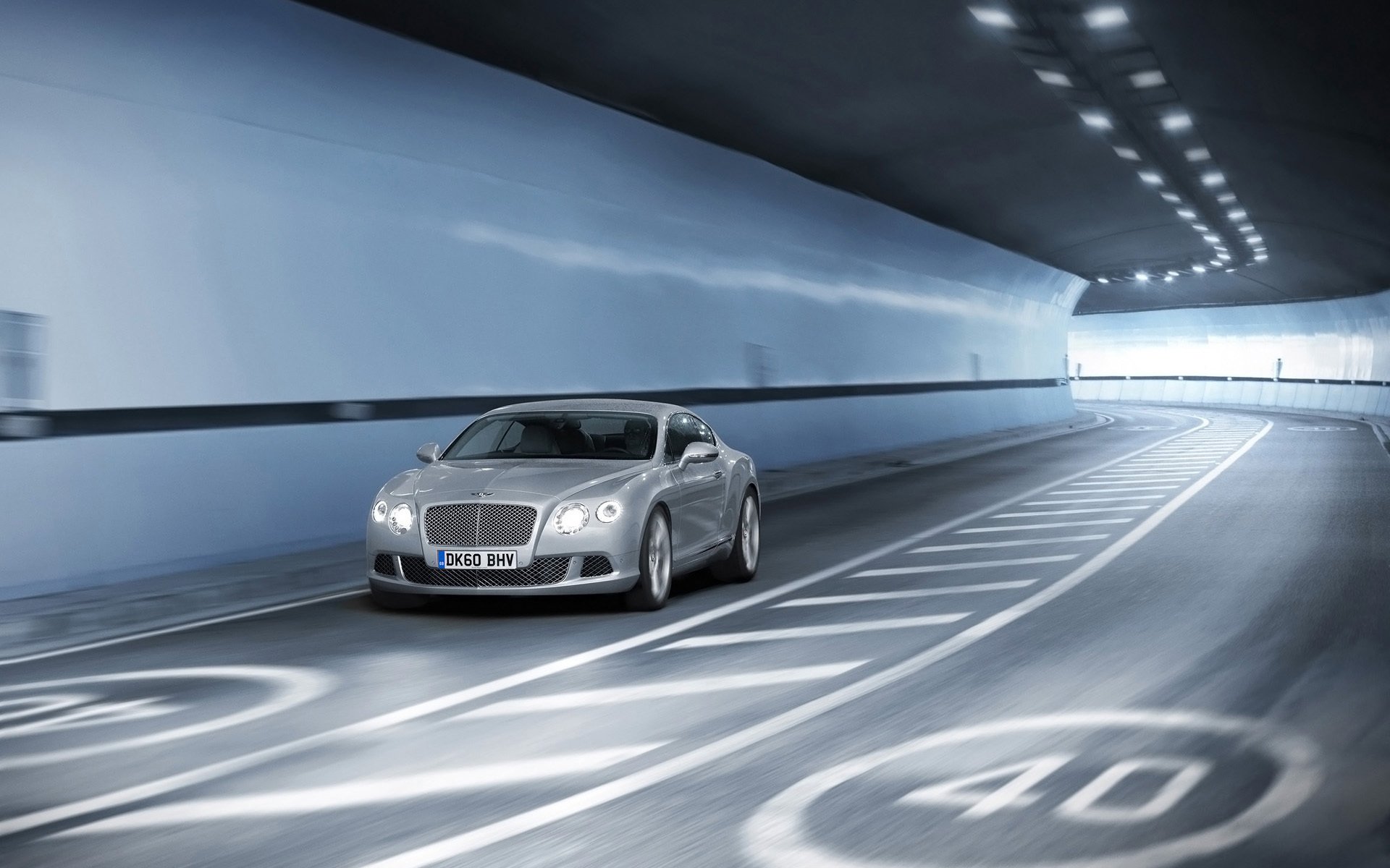 bentley gt continental auto coche gris carretera tráfico velocidad túnel restricción bentley gee continental