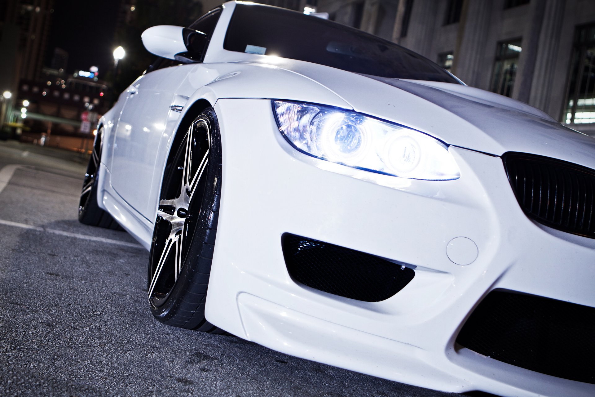 bmw m3 e92 blanco bmw noche faro