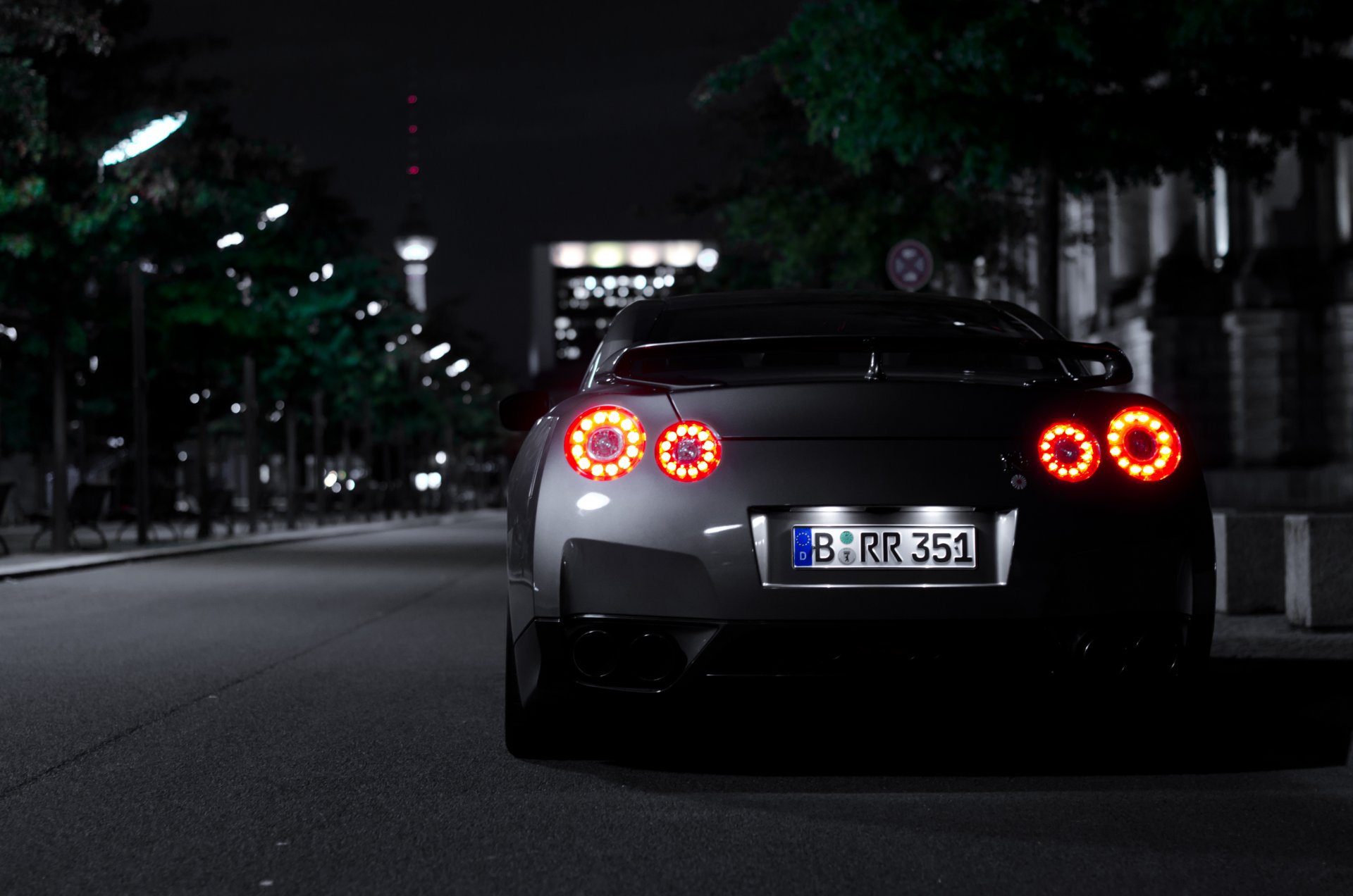 auto cars nissan gt-r gt-r night city town light