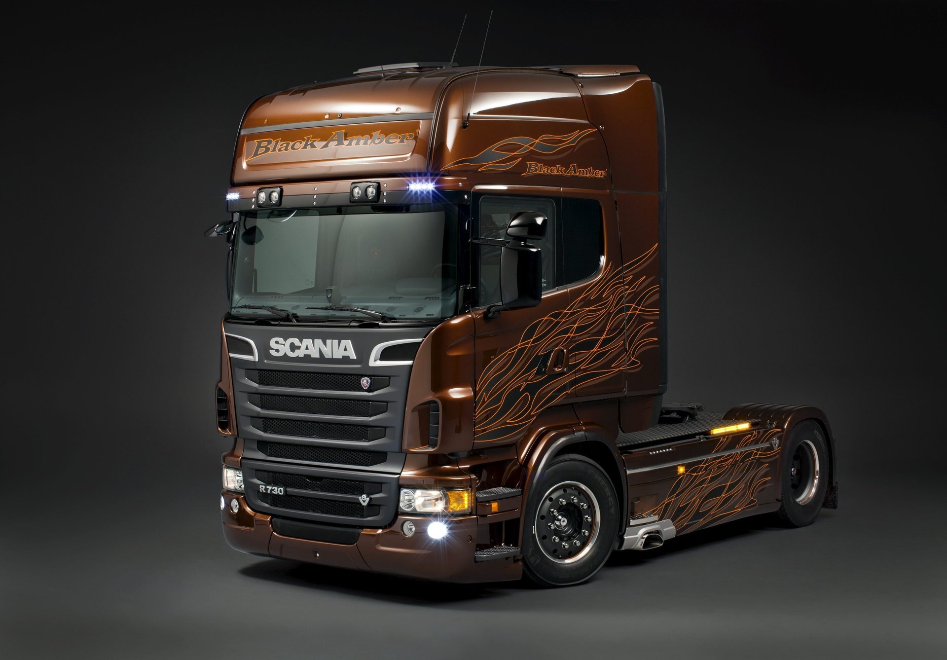 cania r730 черные янтарный грузовики scania скания р730 тягач 730 л.с. сдельник