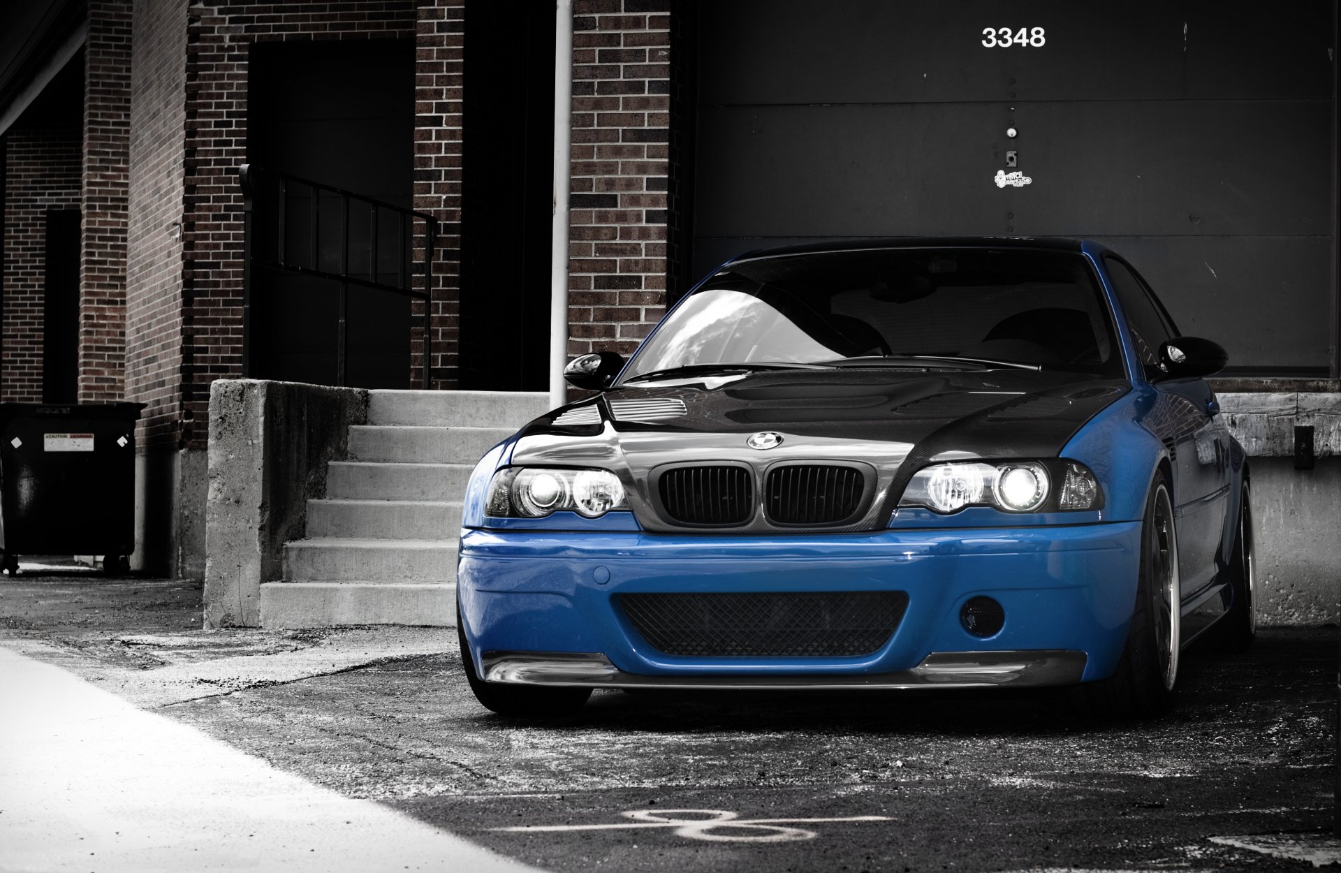 bmw m3 e46 azul bmw capó de carbono escalera