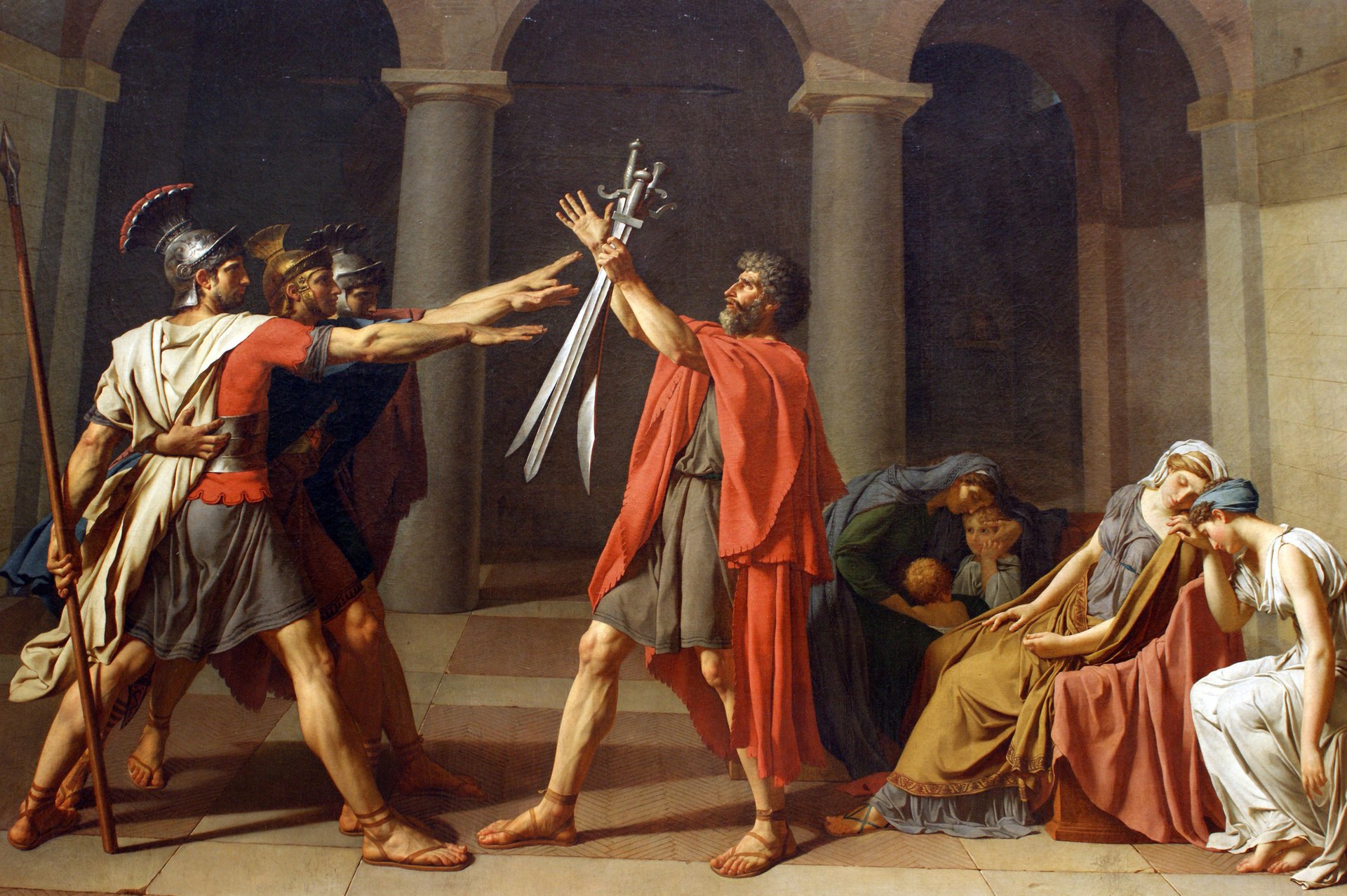 jacques-louis david oath painting le serment des horaces brothers swords rome