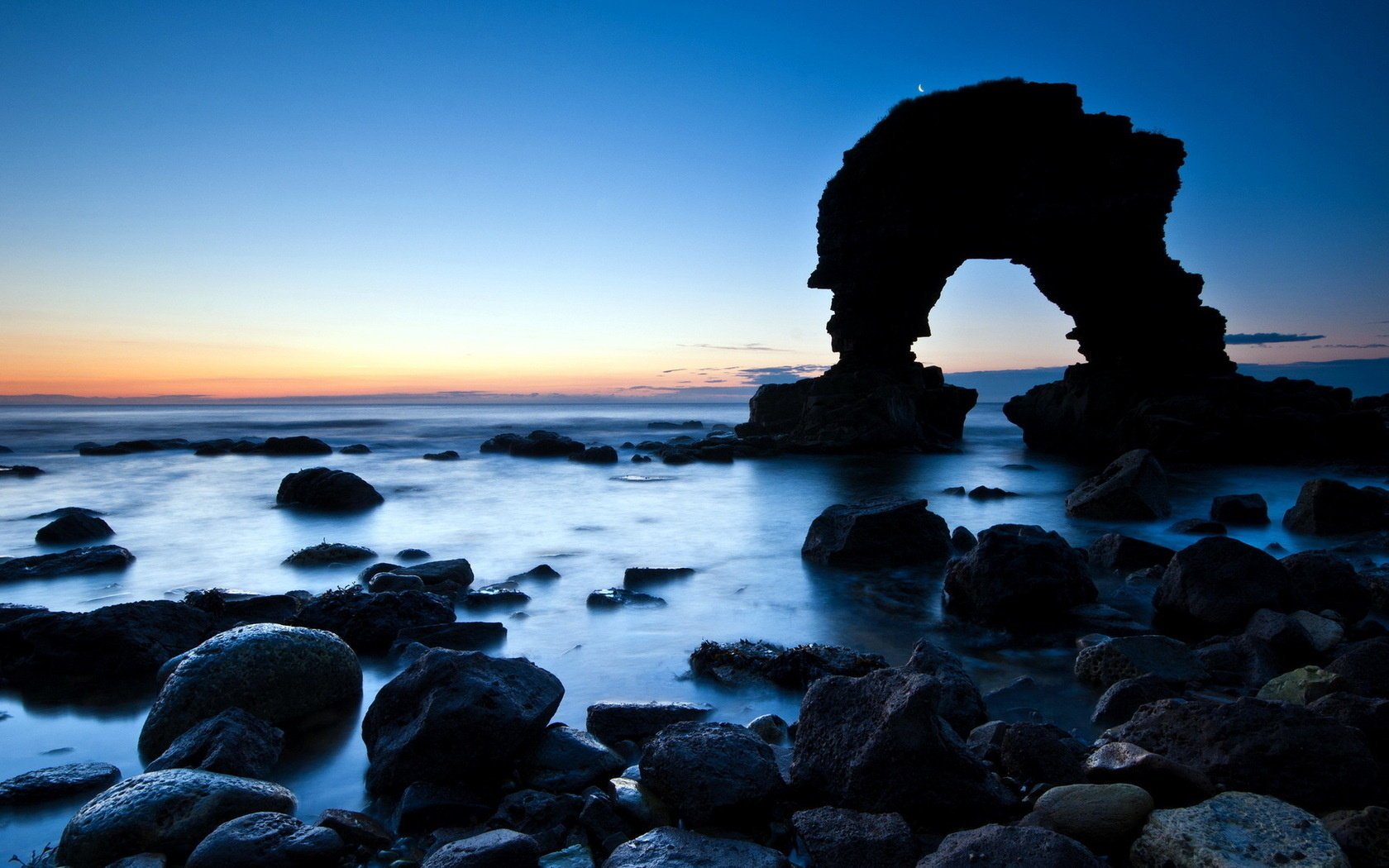 nacht felsen meer landschaft