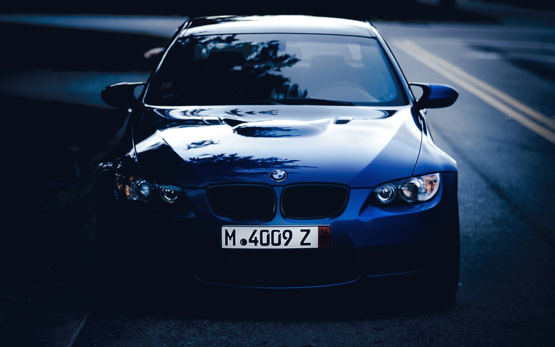 bmw m3 bmw bleu avant route obscurité