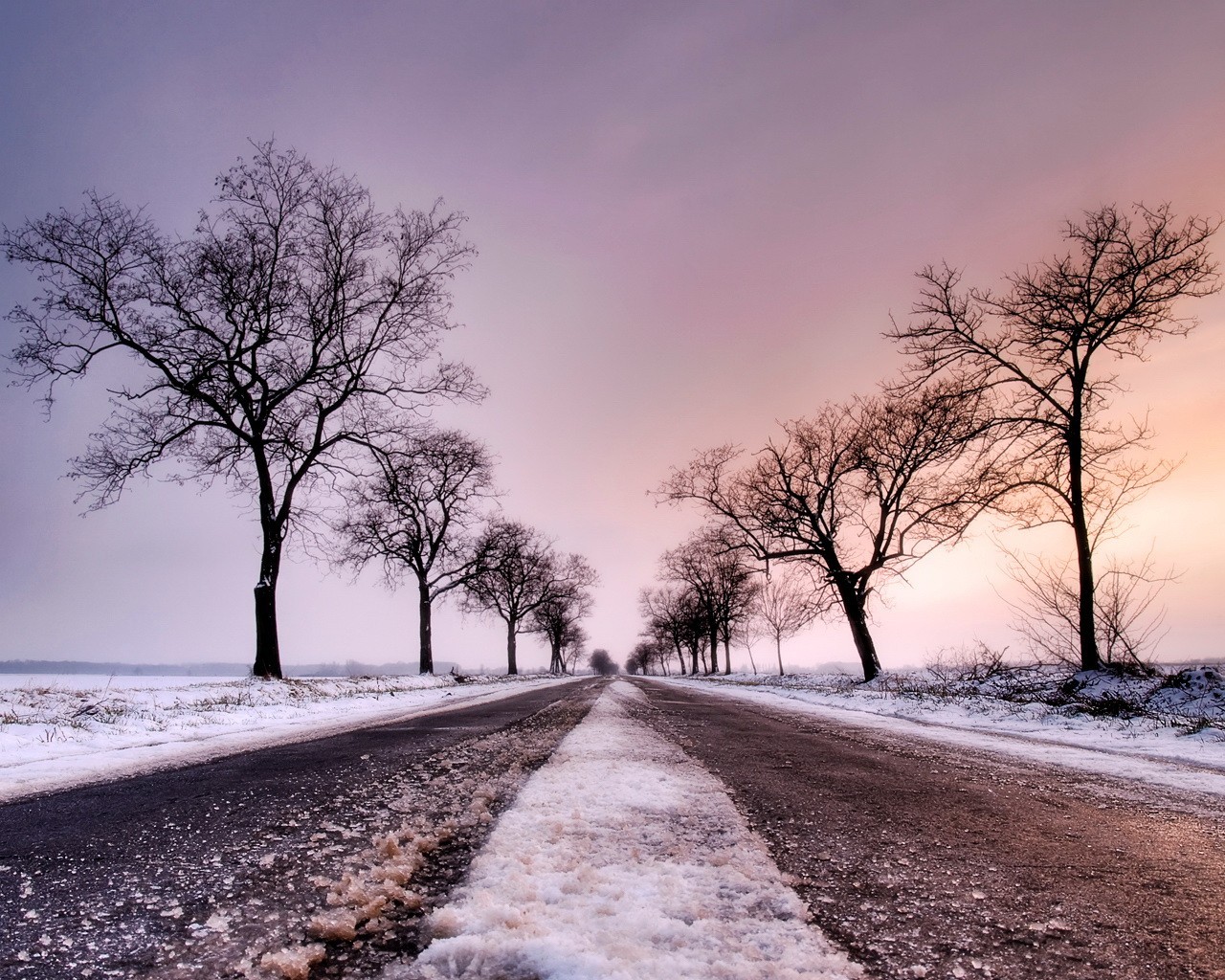 road winter snow