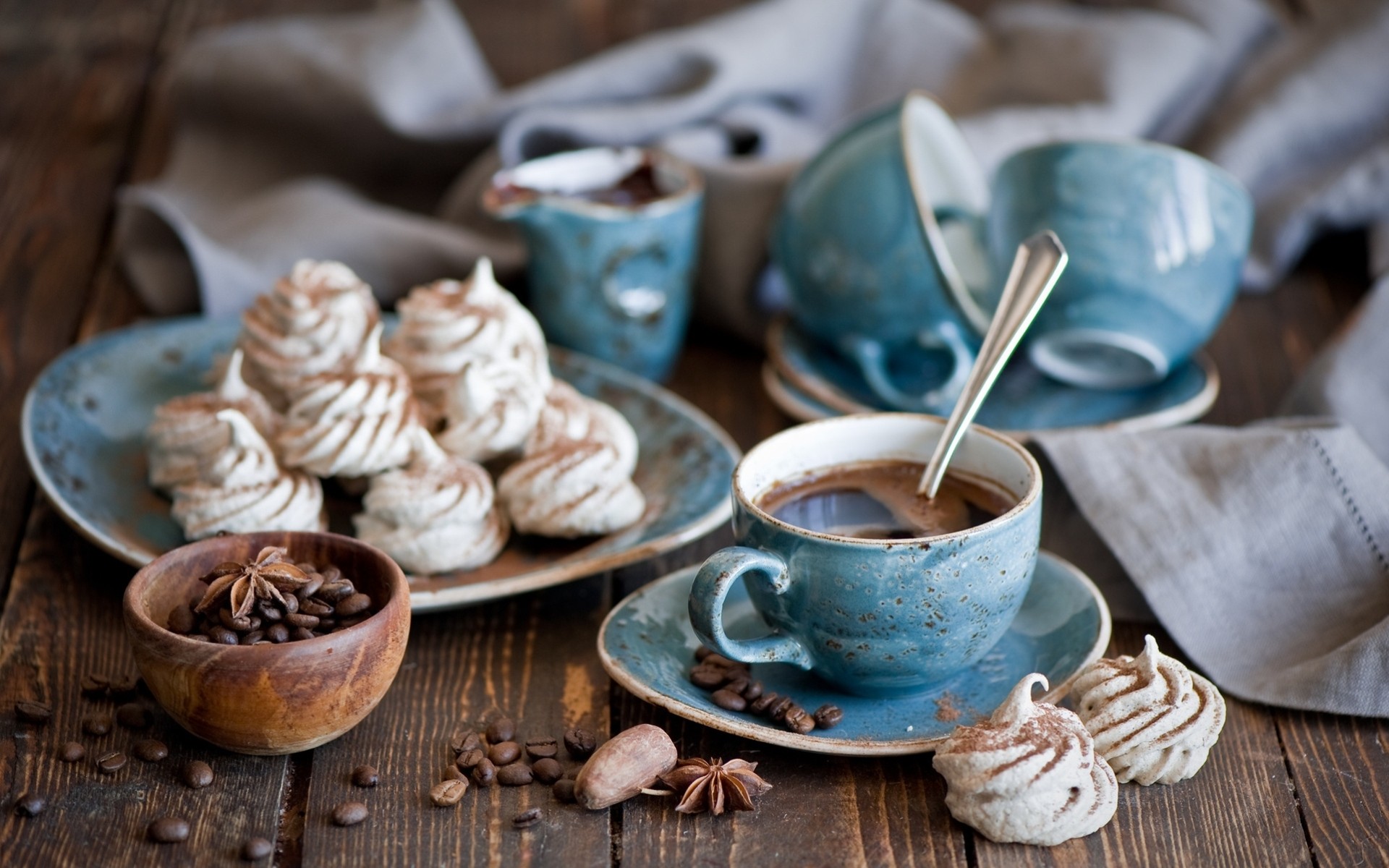 anís café azul granos dulces tazas servicio