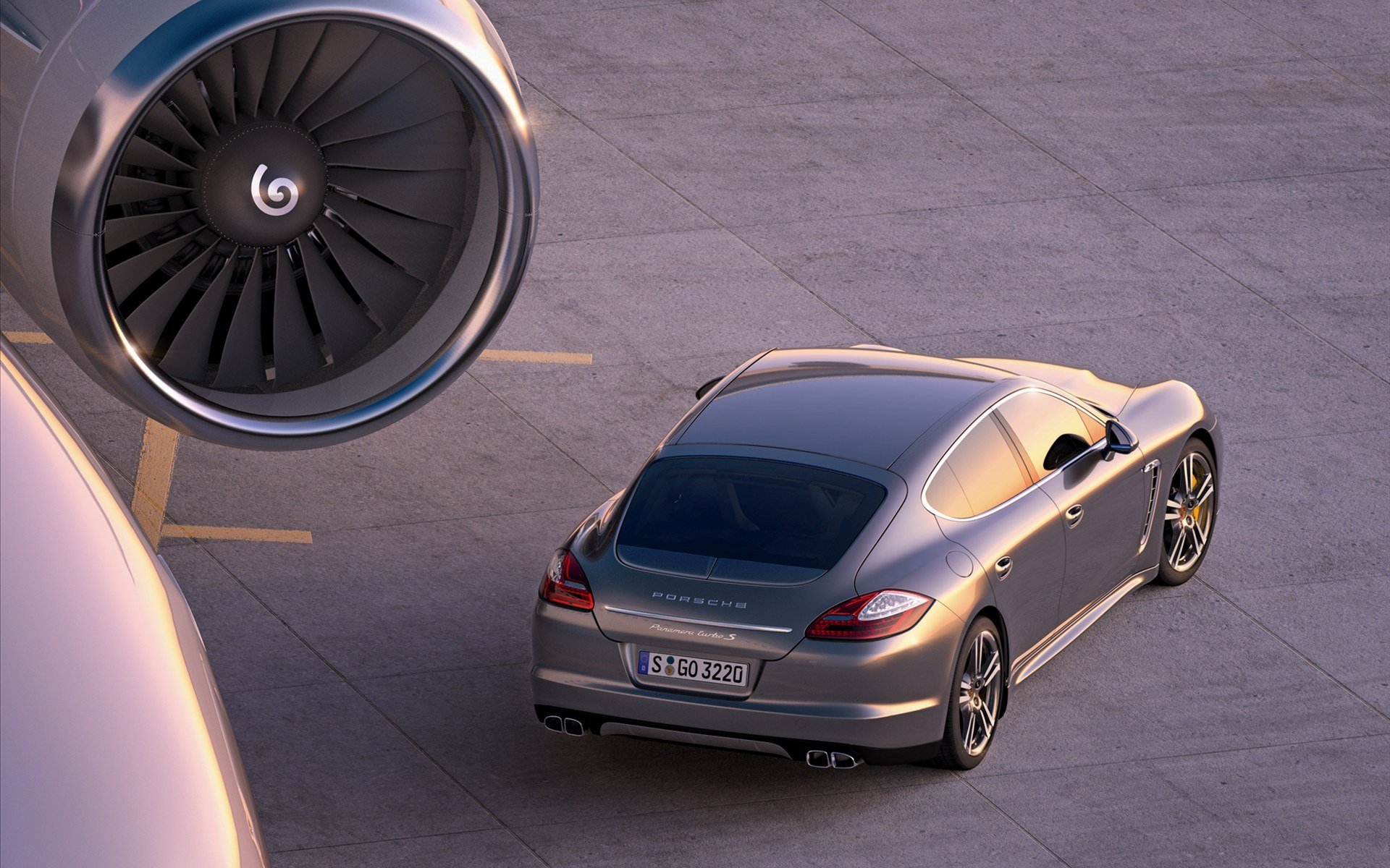 porsche panamera turbo 2011 avión motor asfalto