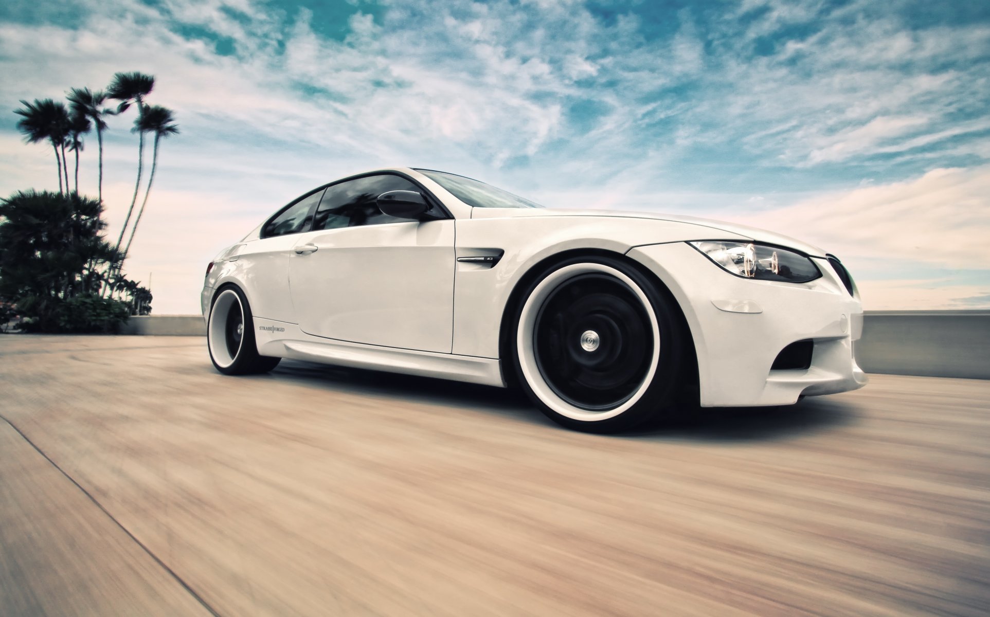 bmw m3 e92 white bmw sky clouds speed