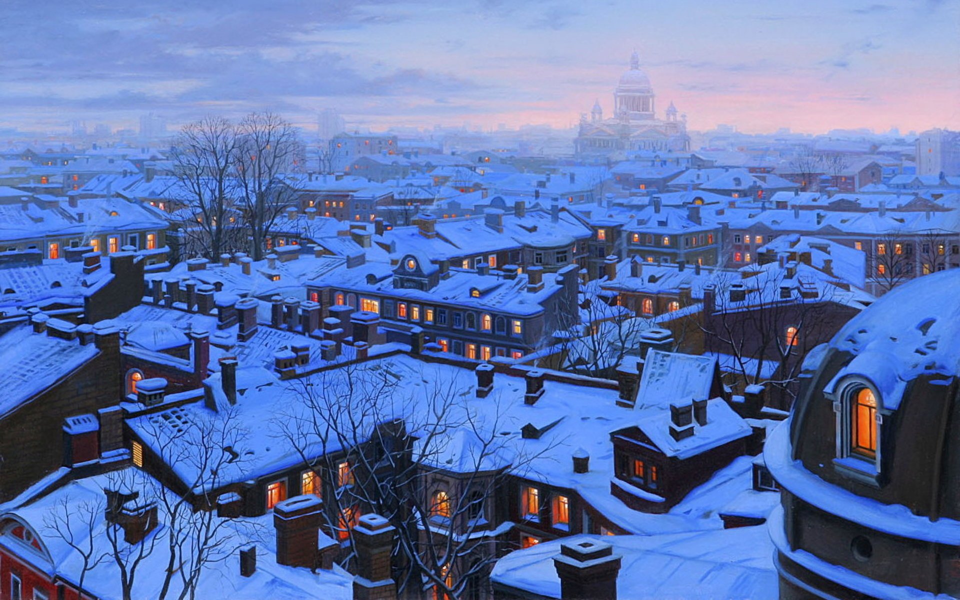 t petersburg st petersburg roofs eugeny lushpin houses roofs evening snow winter