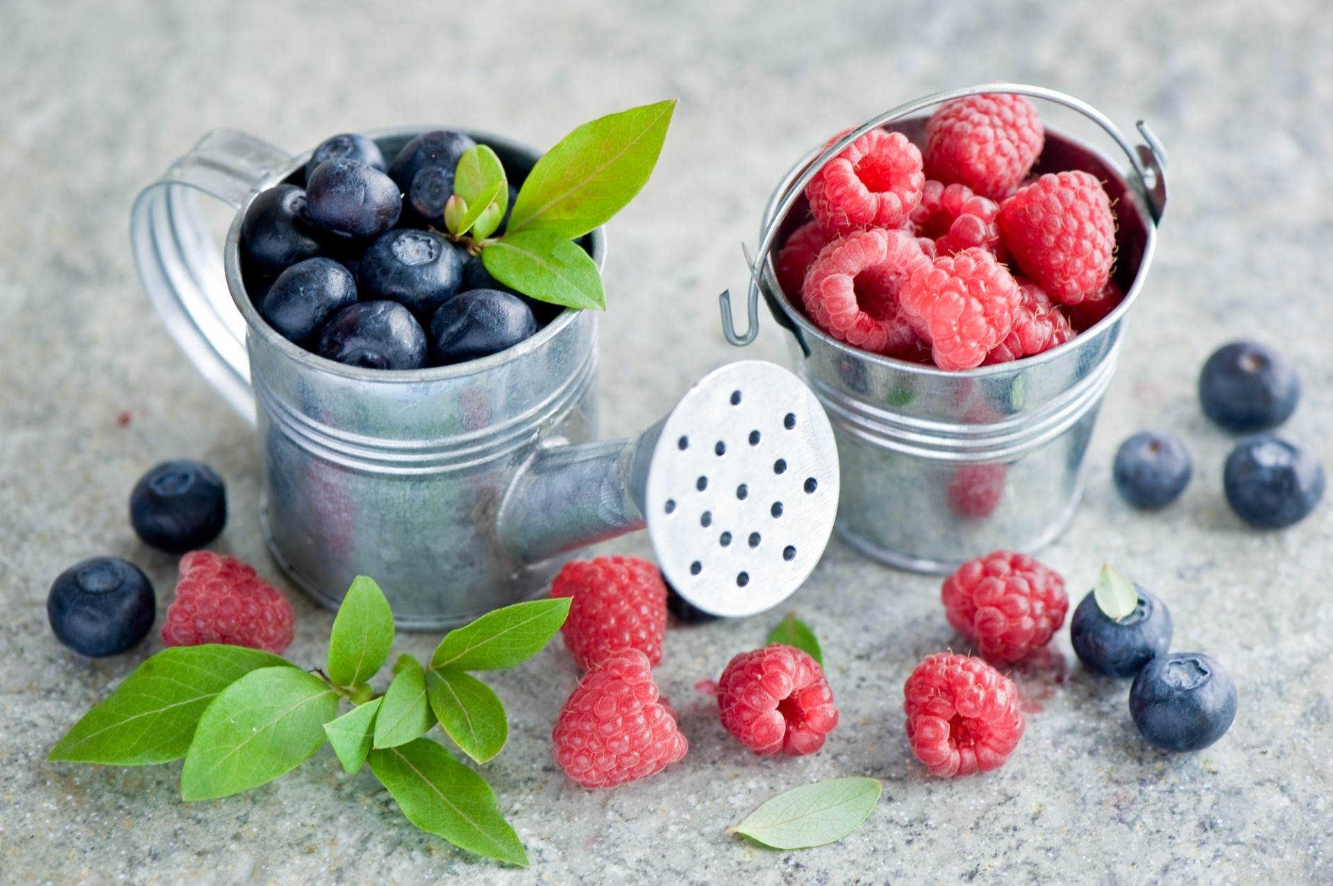 blueberries lake berries raspberry bucket