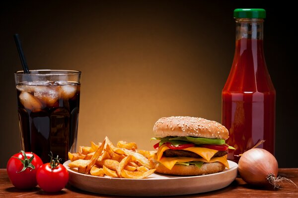 Fast-Food avec Coca-Cola et Burger