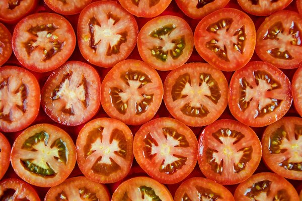 Tomato slices in macro