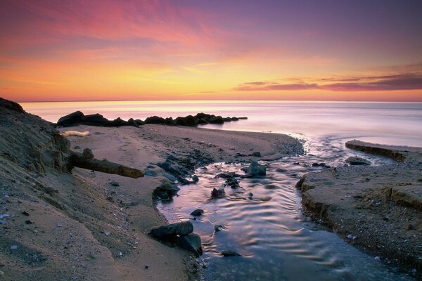 Landscape stones lie in the sea