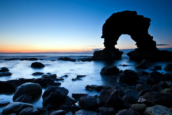 Night landscape in blue tones