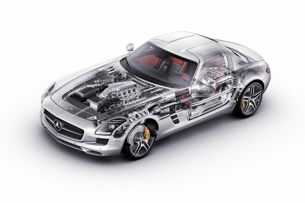 The insides of a mercedes transparent car