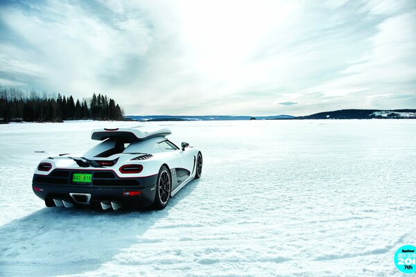 Nature and the machine merged... White snow.. White supercar