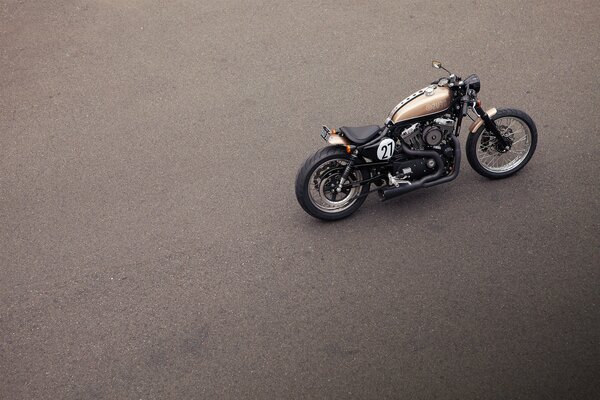 Harley motorcycle on an empty road