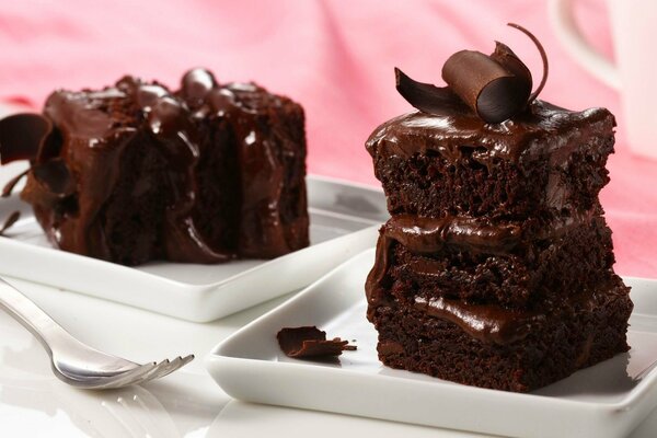 Deux assiettes de gâteaux au chocolat