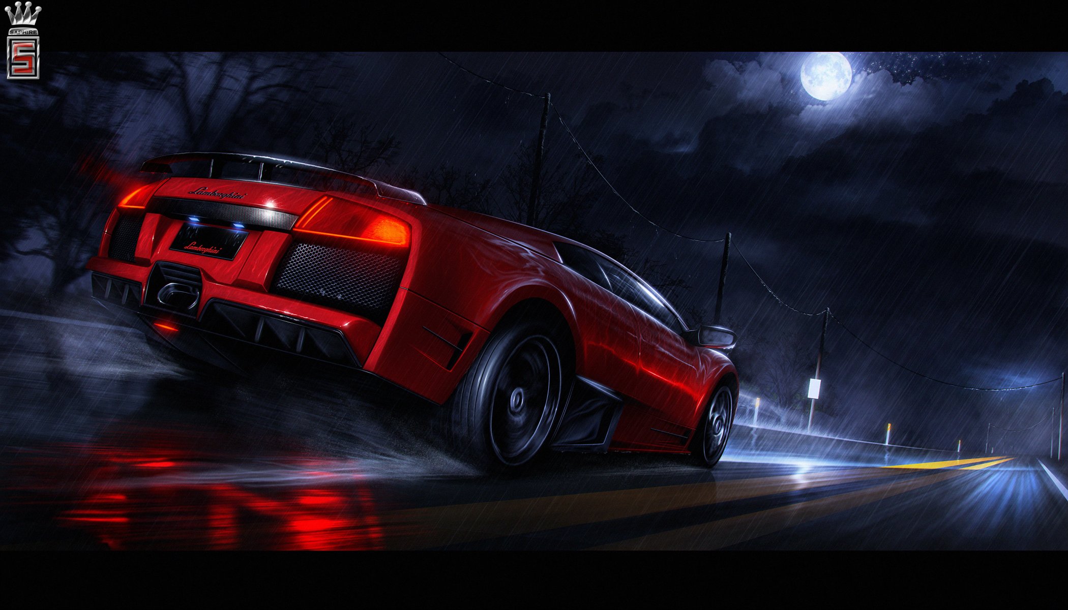 lamborghini murcielago rojo lluvia