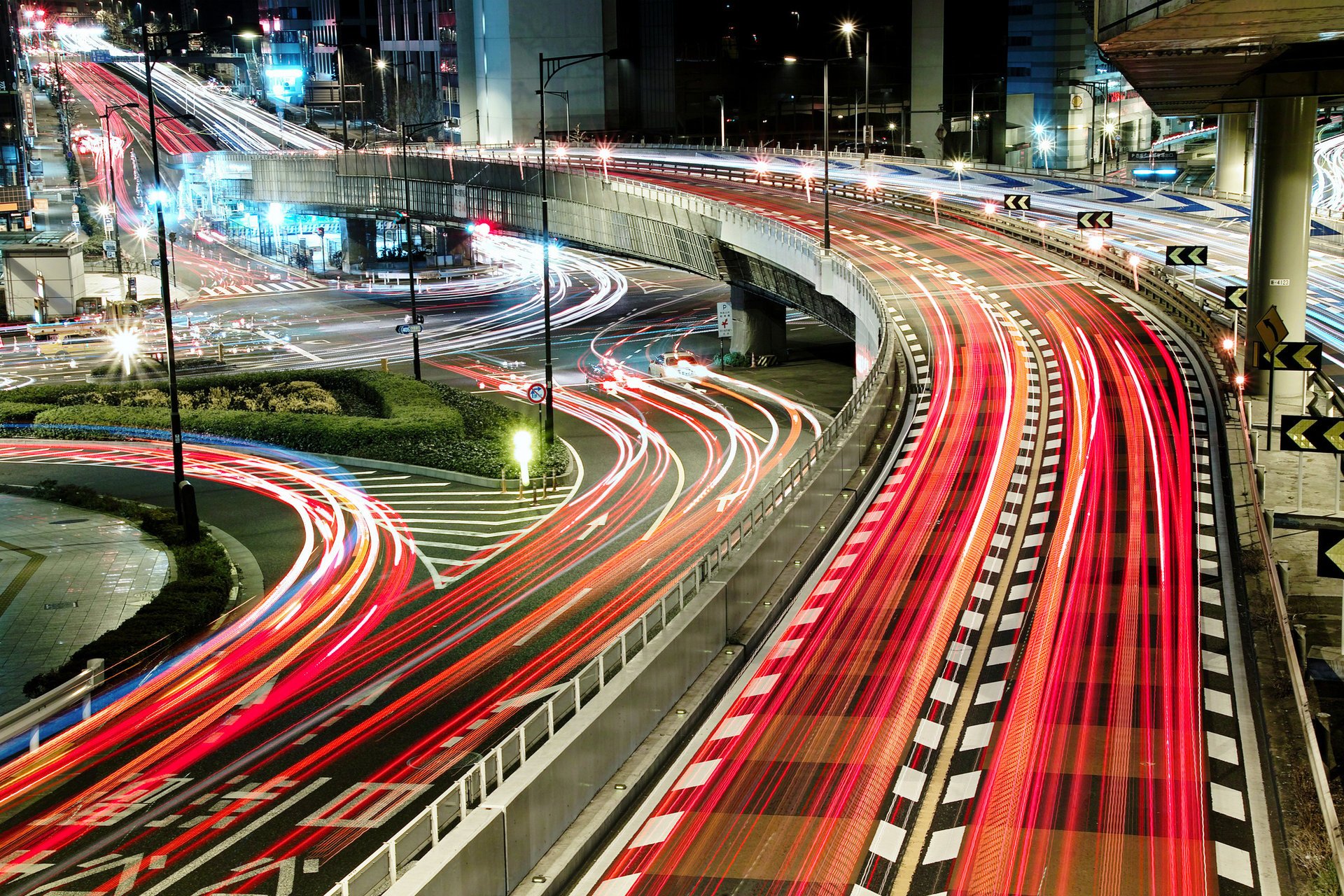 japan brücken brücke straße stadt lichter licht nacht