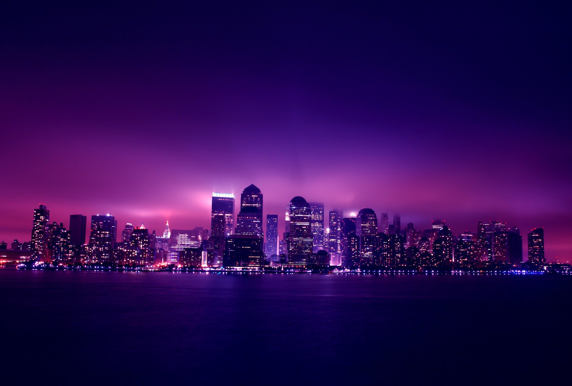 new york night город небоскребы огни city manhattan здания ночь