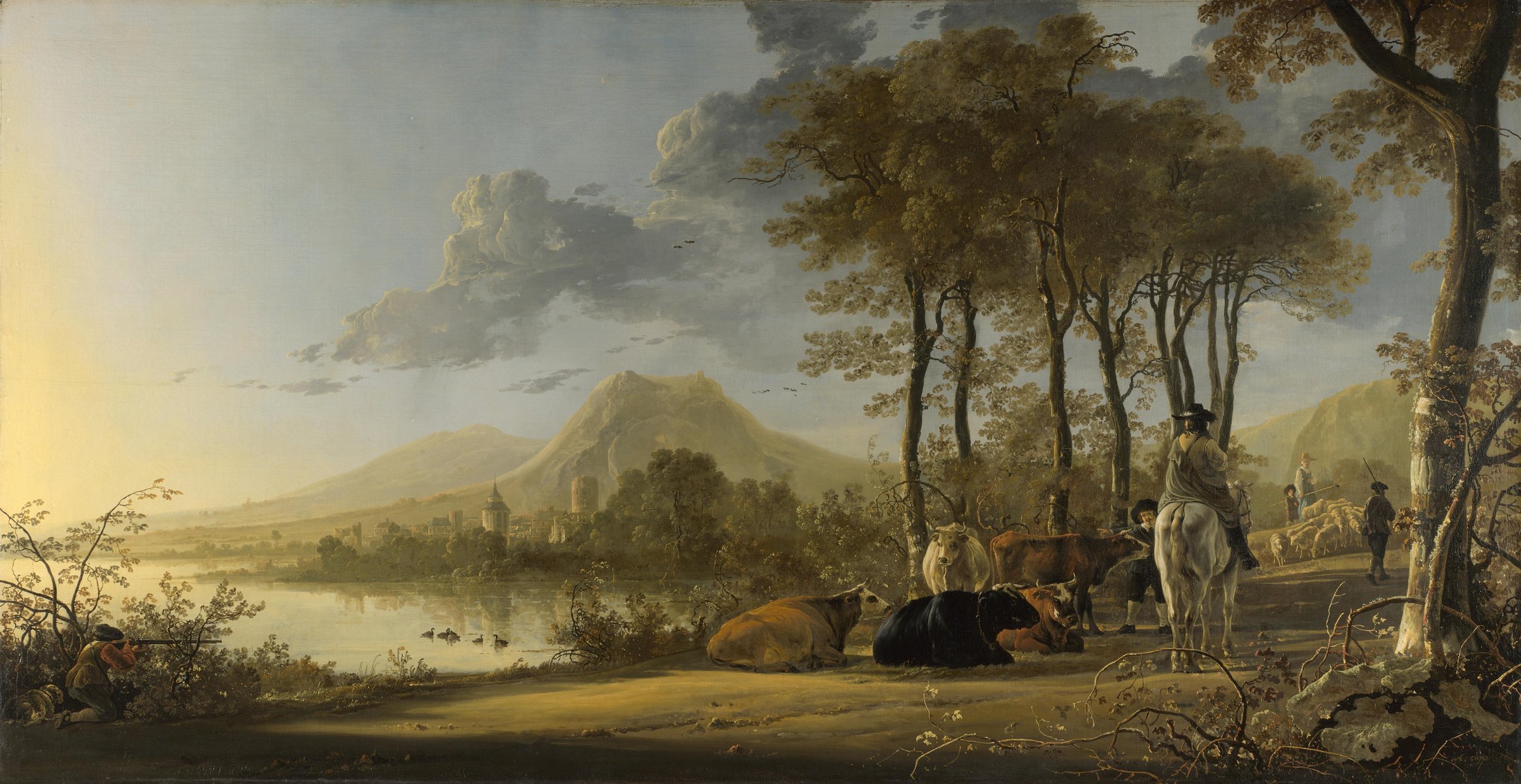 malarstwo albert cape malarstwo river landscape with horseman and peasant