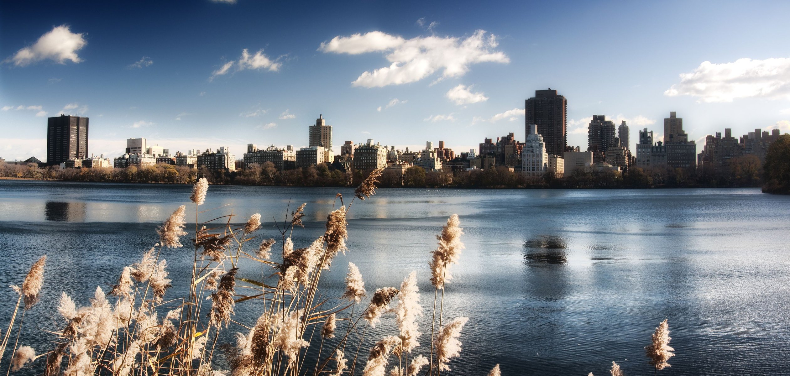 nueva york central park cielo lago agua edificios