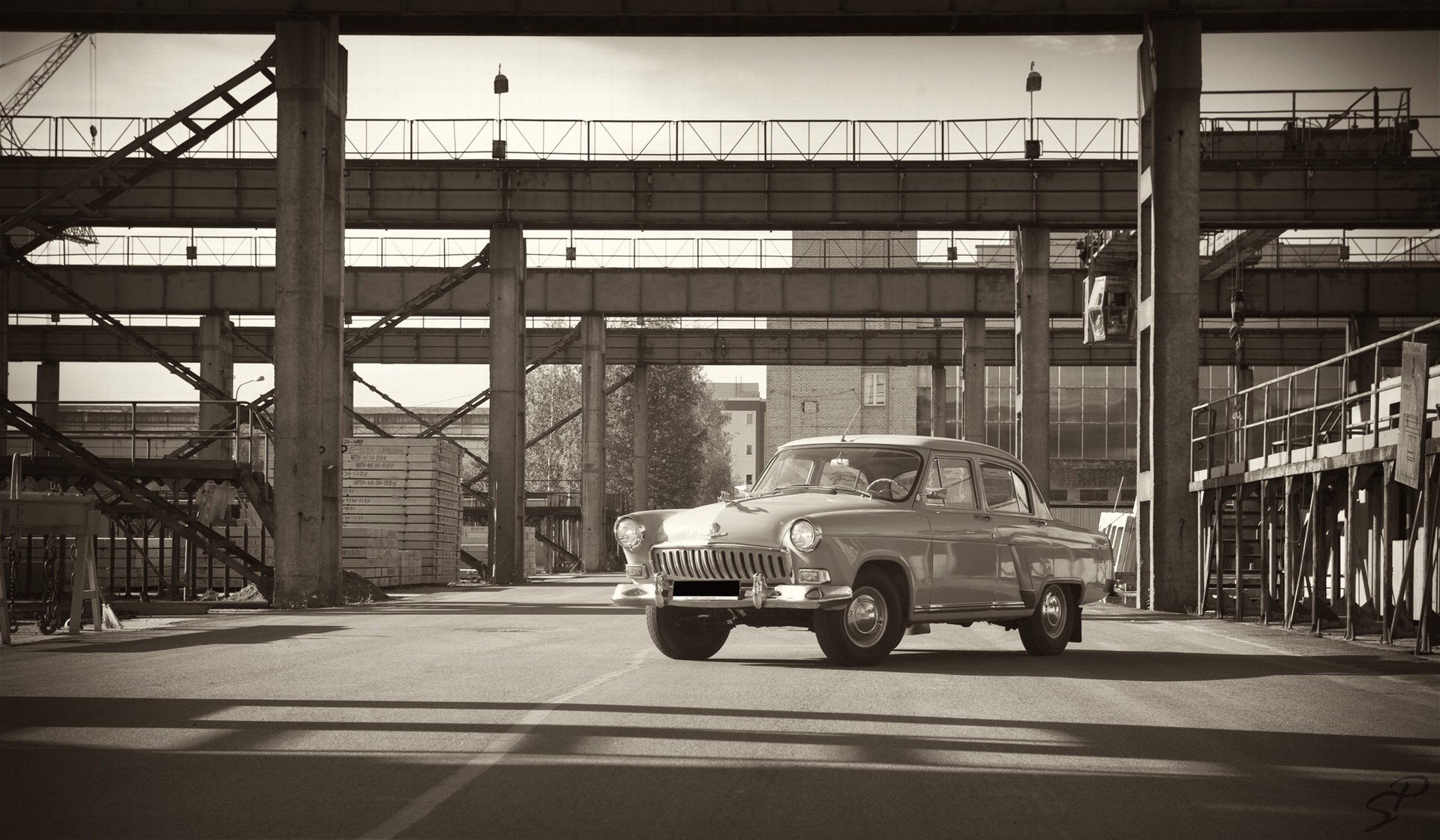 gaz volga voiture rétro usine papier peint