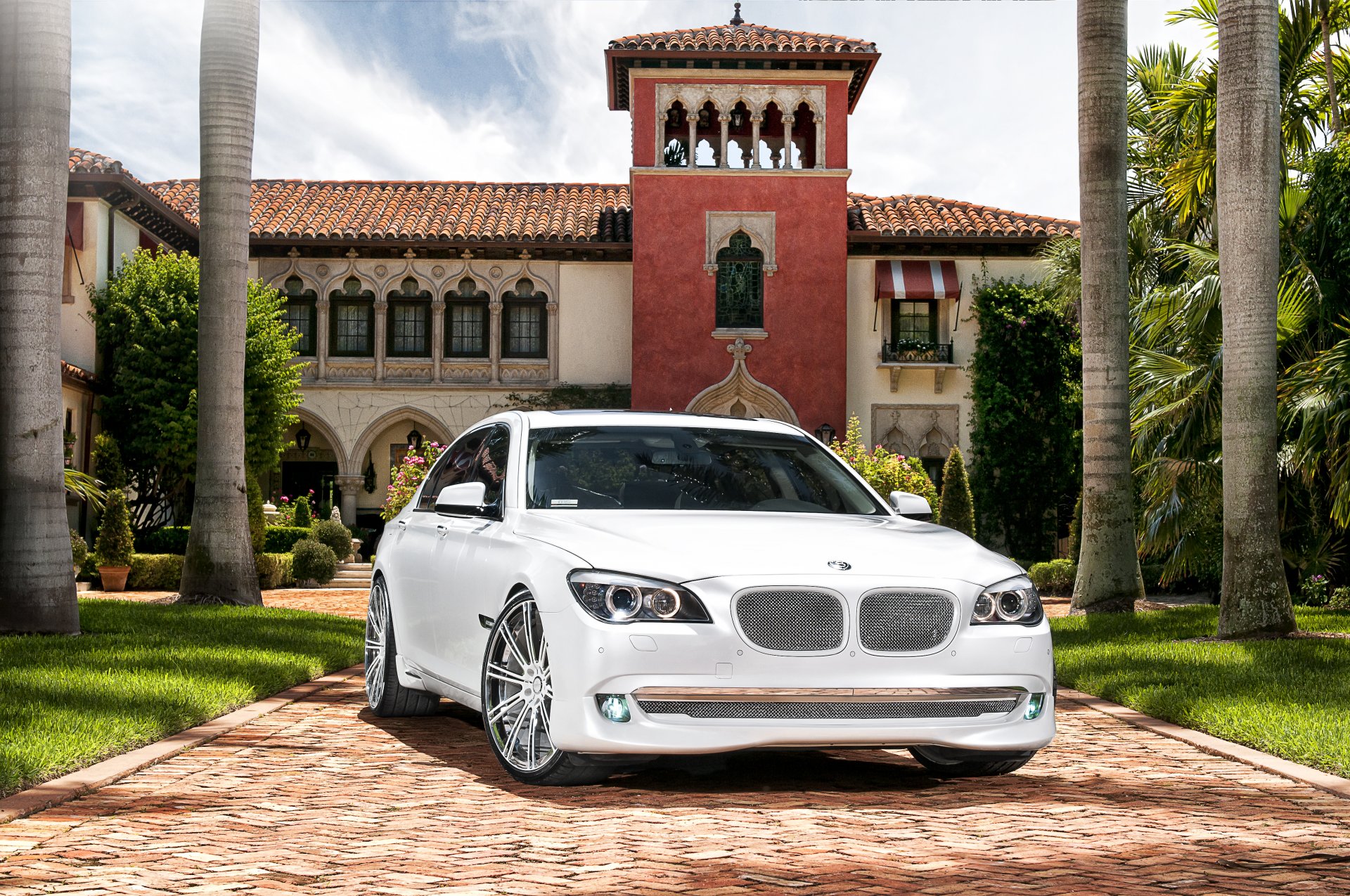 bmw 7th series 750li bmw seventh series seven white tuning house mansion trees sky