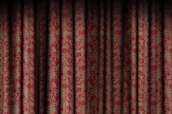 Red patterned flowers on the curtains