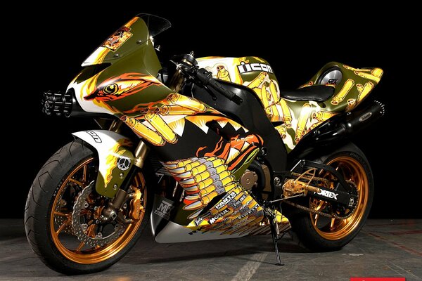 A sport bike with a very beautiful tuning