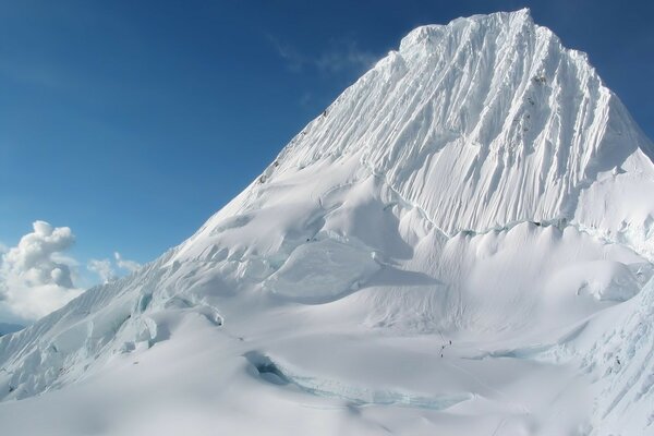 High snow glacier with a trail