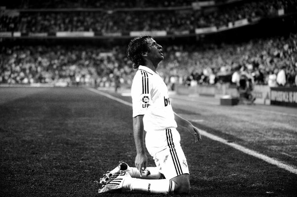 Black and white photo of Real Madrid