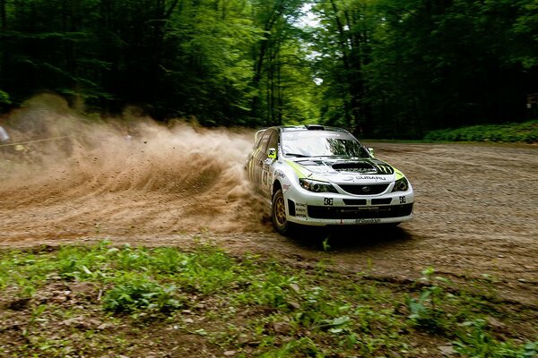 Spectacular skid on a sports Subaru