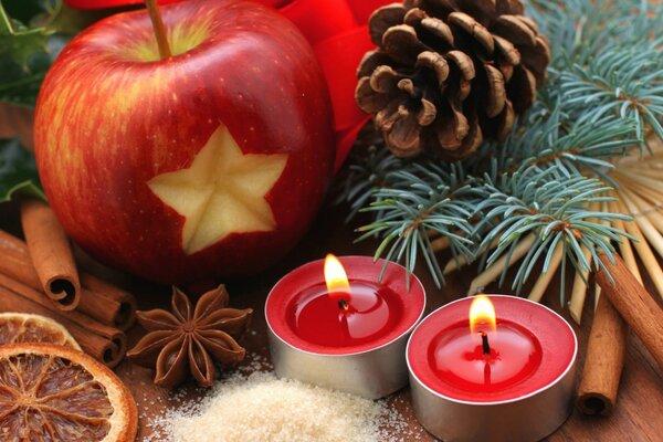 Red candles with cones