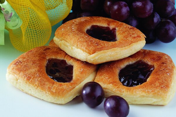 Pastries with blue berry jam