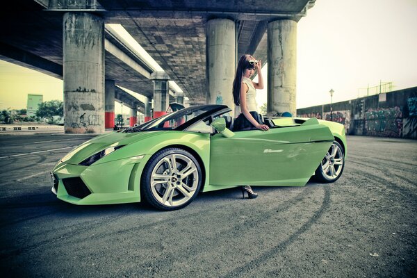 Photo grunge Lamborghini vert clair