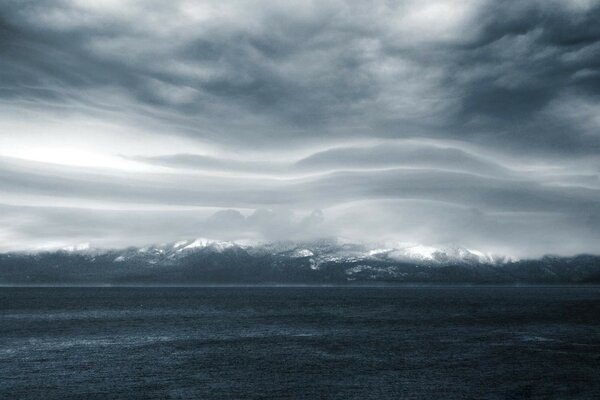 Bad weather and darkness on the lake