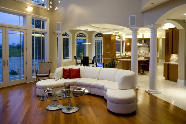 Luxurious interior with an abundance of natural wood