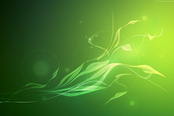 Abstraction of a green stream on a green background